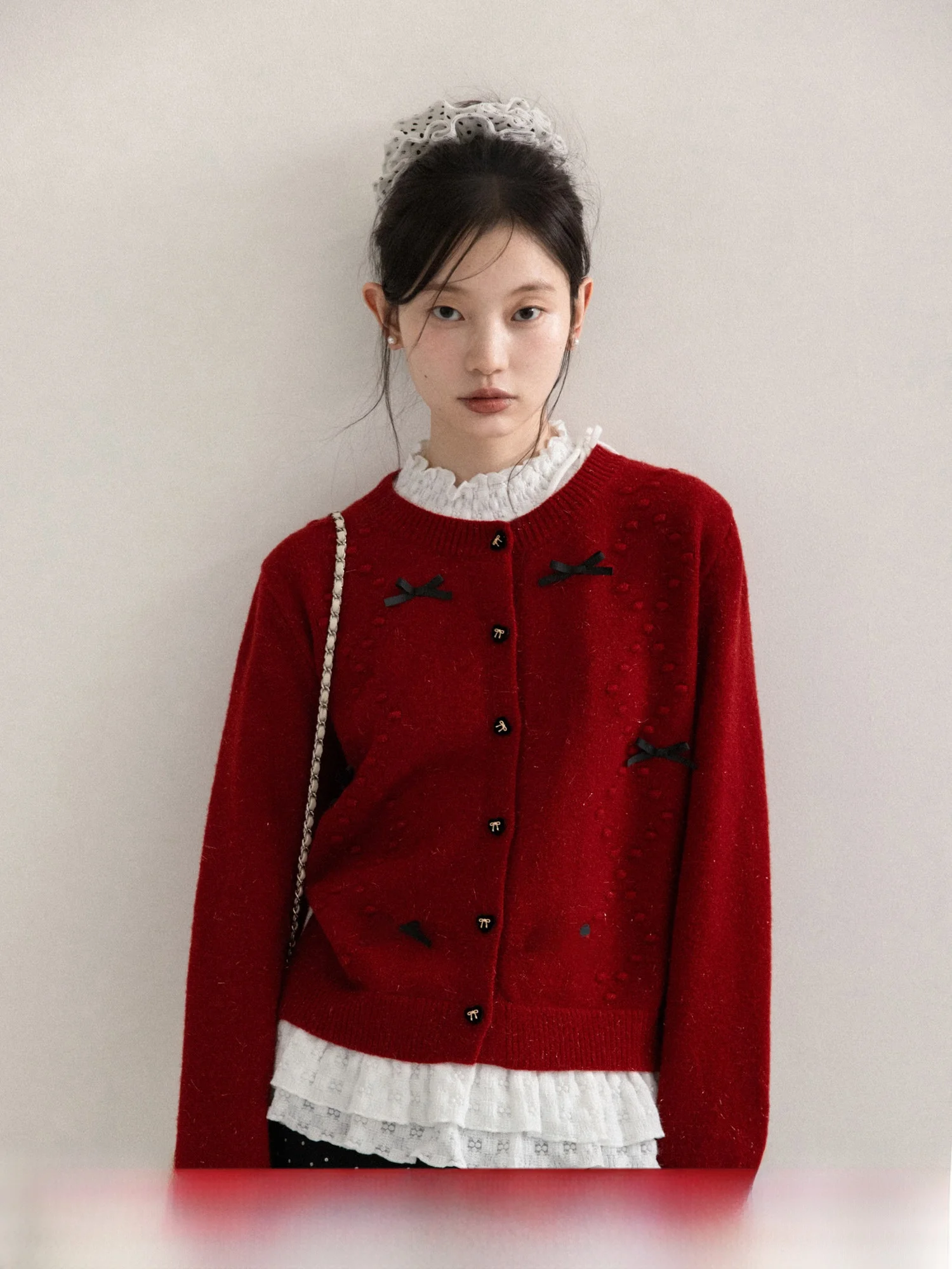 

Knot round Ne Knitted Cardigan Sweater Women's Spring Versatile Outerwear Soft Breathable Casual Sle Knitwear