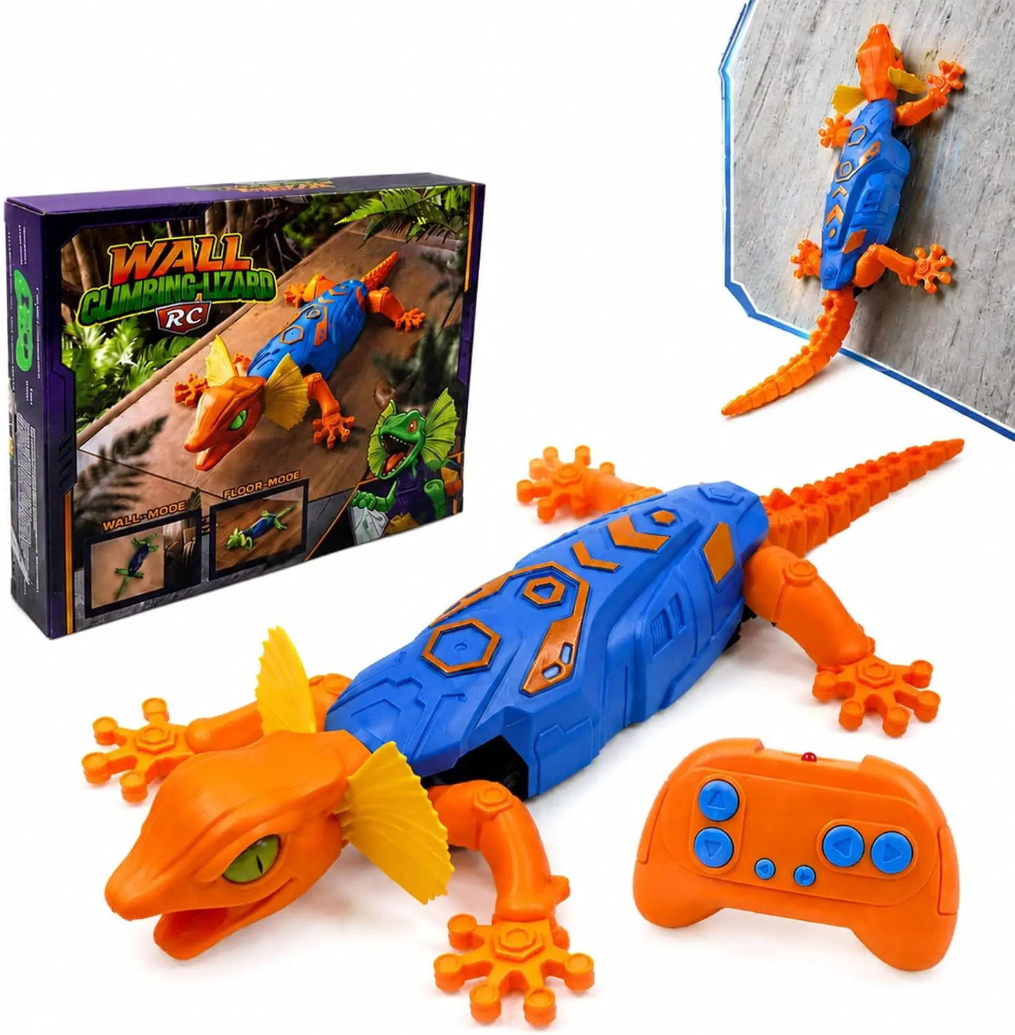 RC Wall Climbing Gecko Toy 2.4GHz Remote Control Lizard with LED Eyes Anti Gravity Wall Crawler for Glass Mirror Walls Kids Gift