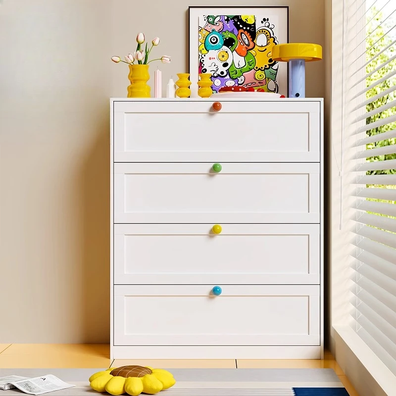 Steel chest of Modern simple wrought iron locker Storage cabinet Drawer cabinet Cream wind floor multi-layer drawer cabinet