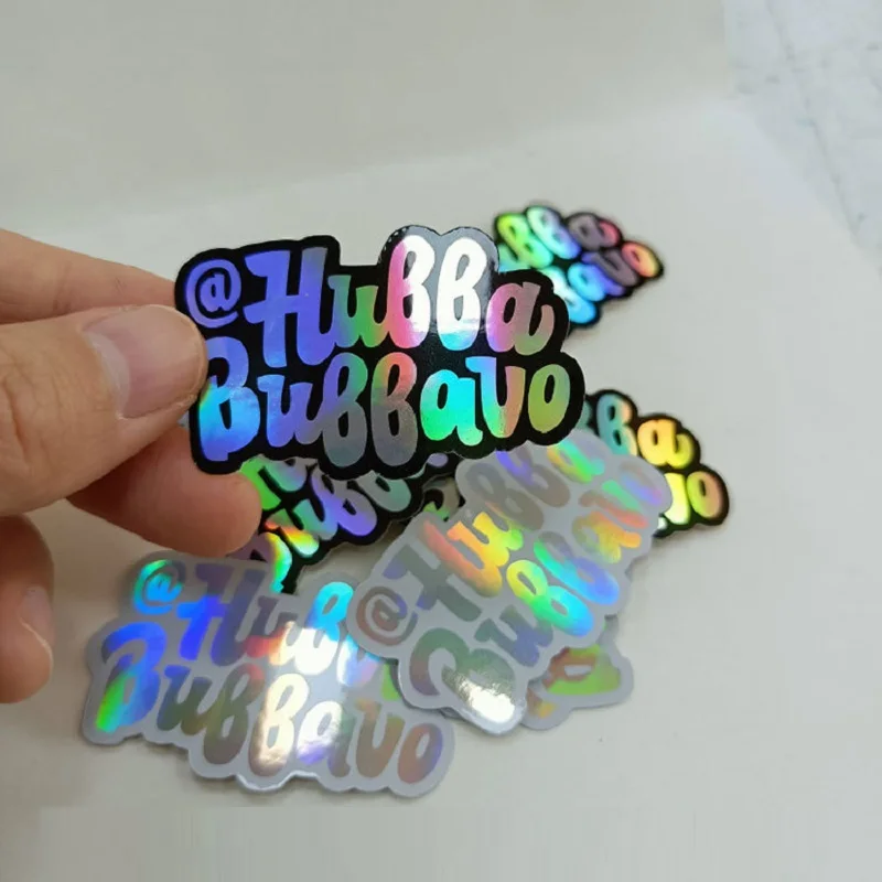 Sliver Glitter Foil Die Cut Vinyl Stickers Custom Logo Kiss Cut Security Custom Hologram Sticker Label