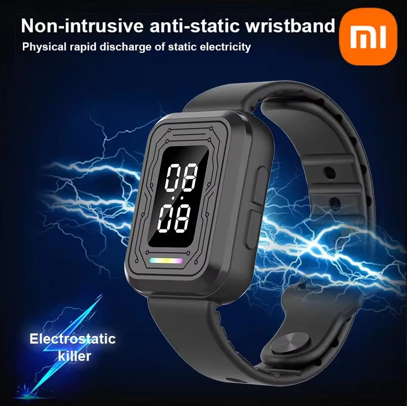 سوار معصم Xiaomi مضاد للكهرباء الساكنة للرجال والنساء في الشتاء، جهاز مضاد للكهرباء الساكنة مع جهاز عرض الوقت ومضاد للكهرباء الساكنة