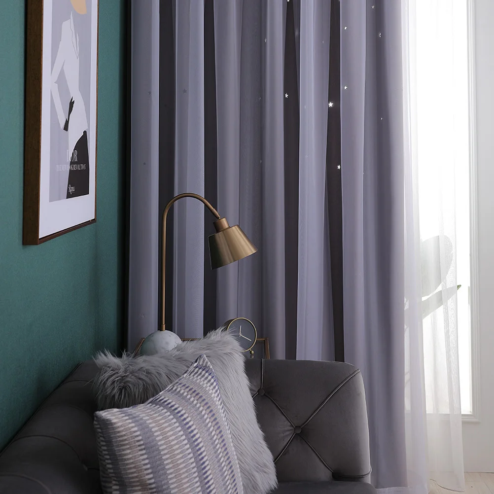 1 Uds. Cortina de ventana gris 250x100cm diseño hueco profesional para decoración del hogar bloqueo de luz solar sala de estar dormitorio