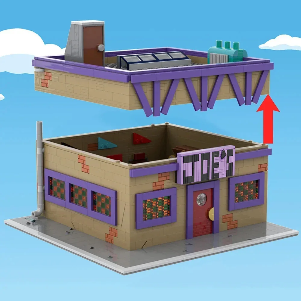 MOC Modular Moe's Tavern Building Kit from Movie,Medieval Street Architecture Model Toys Adults Gifts