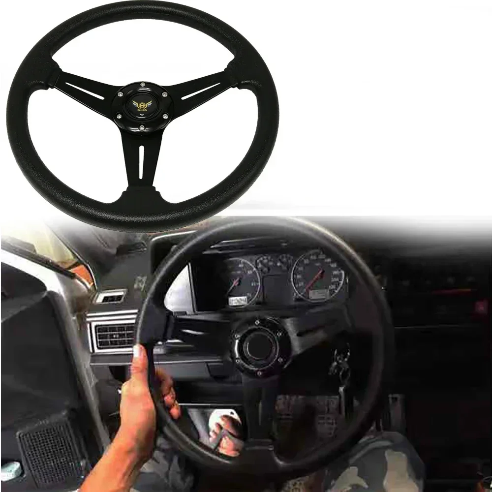 

Universal 350mm 14 Inch Car Steering Wheel Suede PU Leather Drift Racing Game Steering Wheel