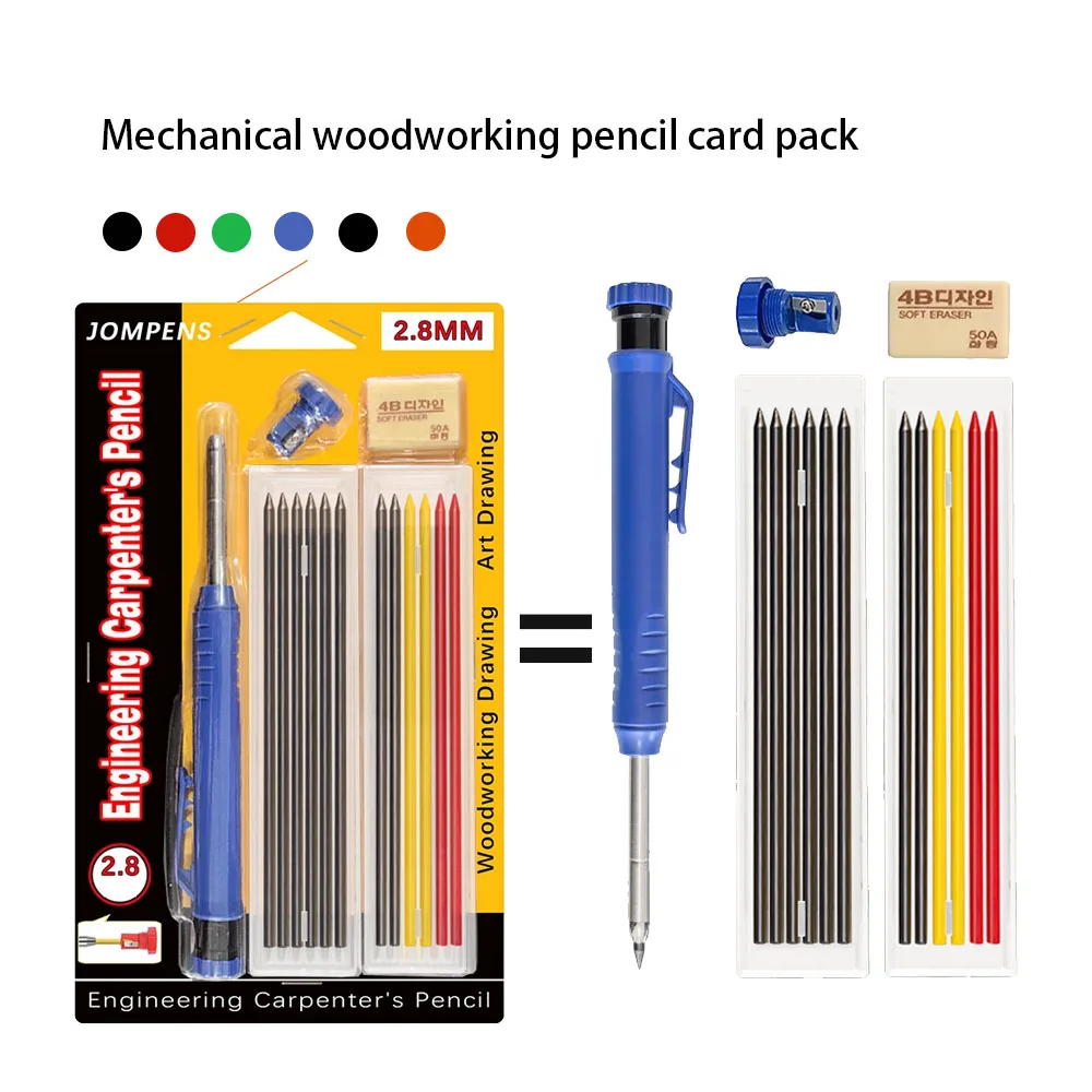 

Карандаш MROOFUL 2.8 мм с пластиковым зажимом для черчения и измерения в деревообработке, с 2 разноцветными стержнями HB и 1 точилкой, канцелярские принадлежности