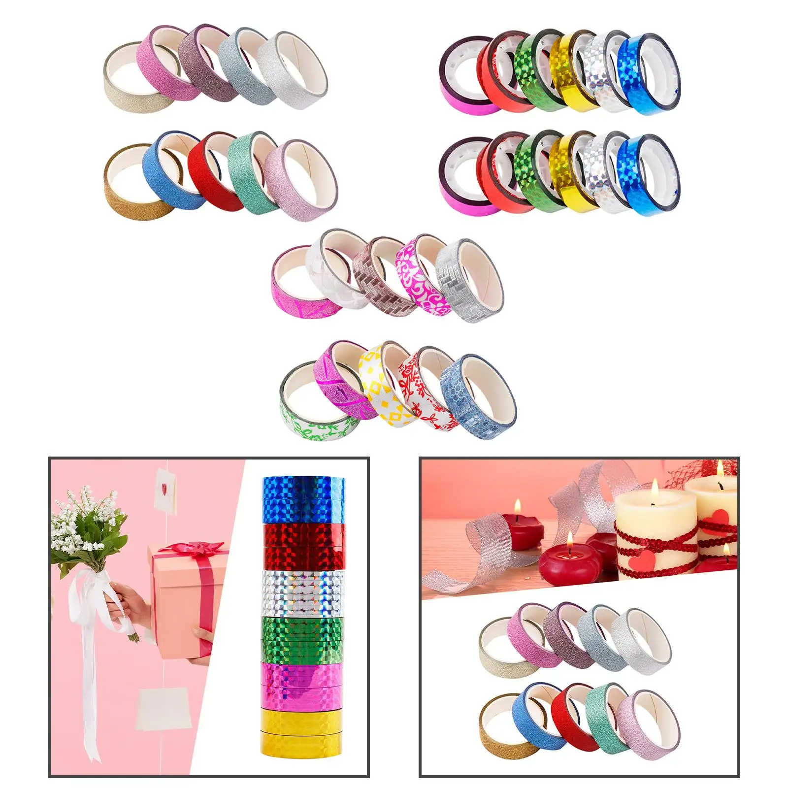 10Pcs Valentine's Day Tapes Masking Tape for Gift Packaging Card Making