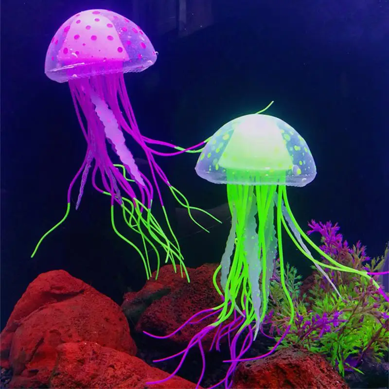 Simulated Glowing Jellyfish Artificial Vivid Jellyfish Fish Tank Underwater Plant Luminous Decoration Aquarium Decor Landscape