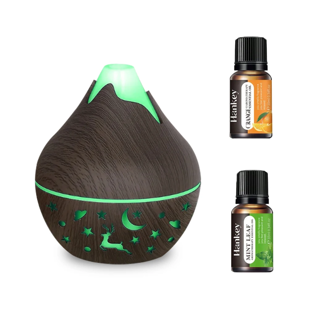 

Mini wood grain humidifier Aromatic diffuser 7 LED Color Humidifier Capacity 200ml USB Ultrasonic Air humidifier
