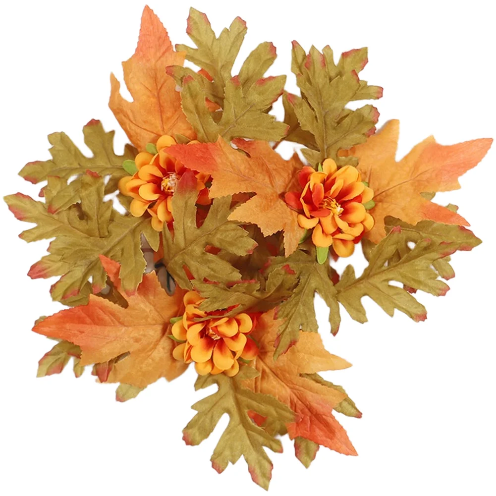 Fall-Themed Table Decor with Plastic Leaf Candle Holder Garland for Centerpiece Mantel and Shelf Display Options