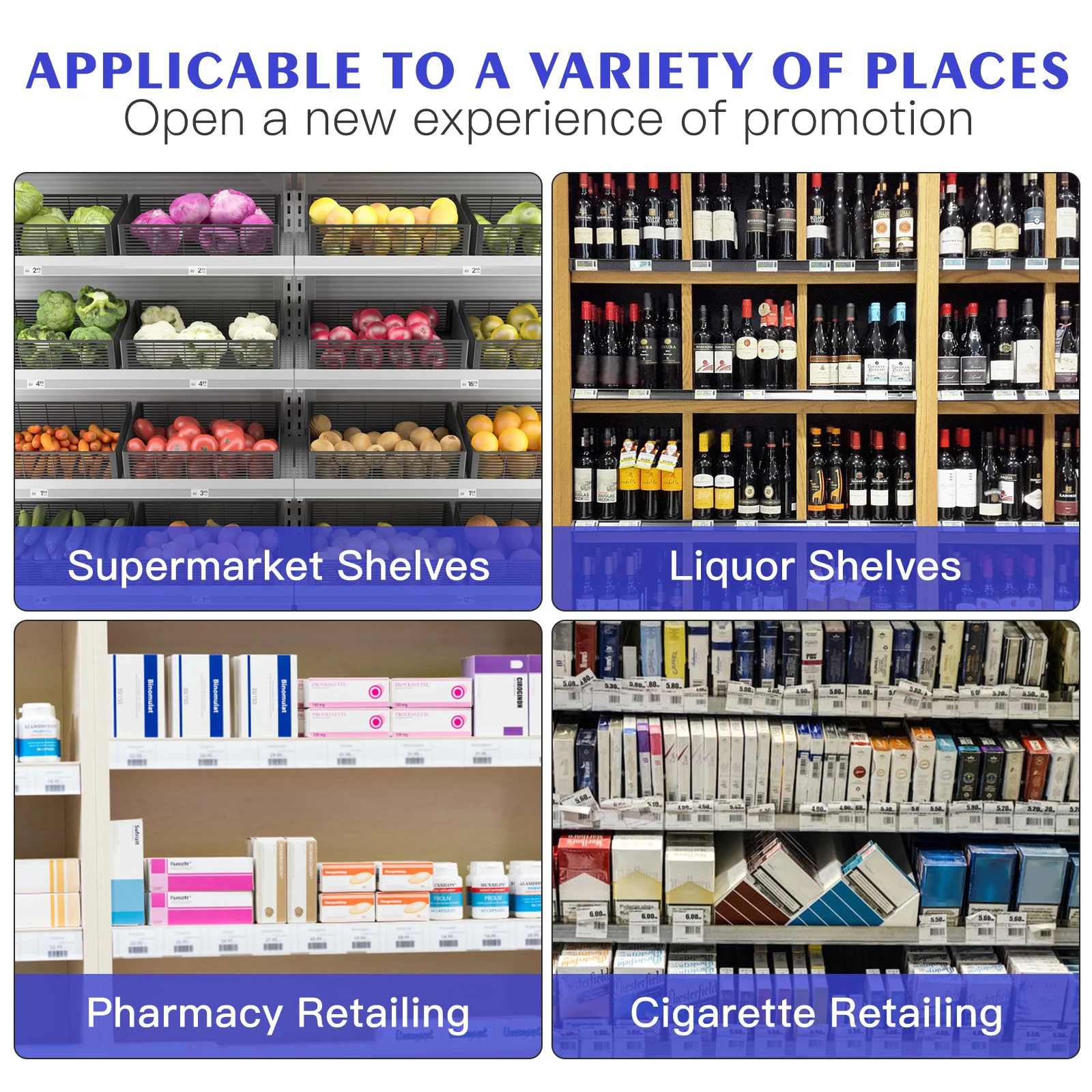 

60Pcs Transparent Plastic Shelf Label Holders Clip-on Reusable Supermarket Price Tags Storage Bin Display Shelf Labels