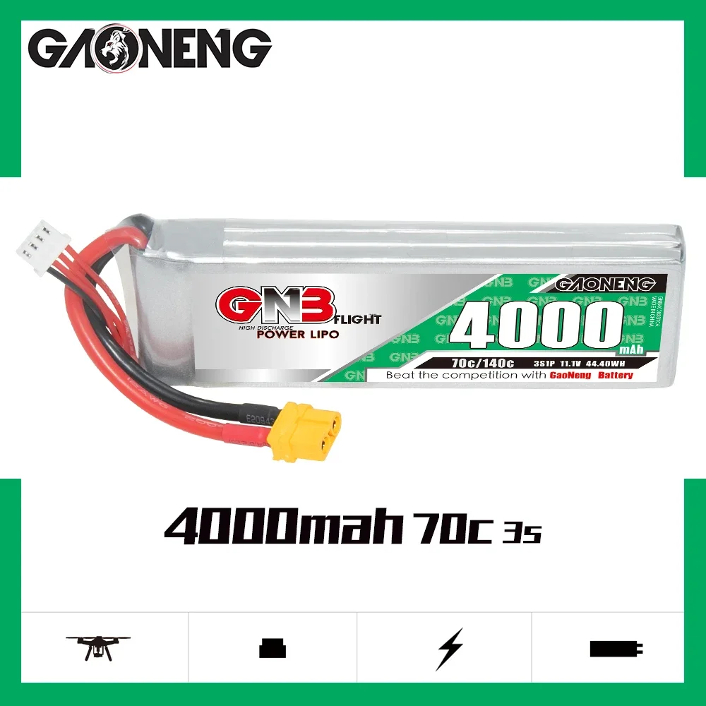 

GAONENG GNB 4000mAh 3S 70C 140C 11.1V XT60 LiPo Battery RC Truck RC Airplane Helicopter MultiCopter Boat Hobbies