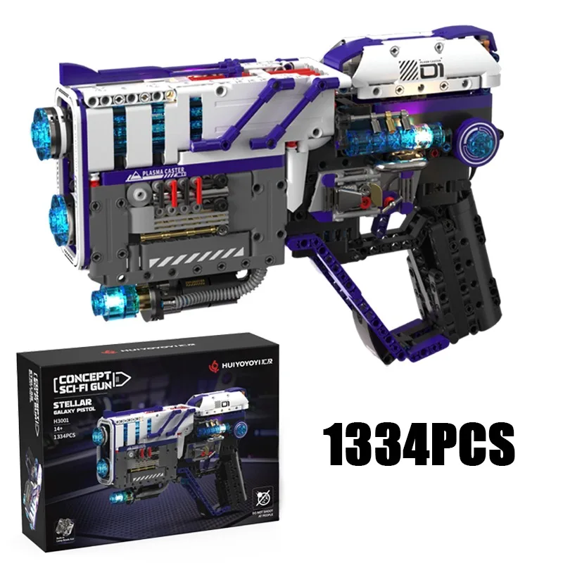 

1334PCS Creative Stellar Galaxy Pistol Model Building Blocks With LED Light Construction Bricks Toy The Perfect Gift For Boy