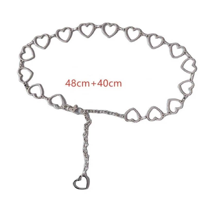 Creative New 2026 Women Fashion Heart Shaped Metal Waist Chain Belt Waistband Accessories Girls' Fashionable Decorative Belts