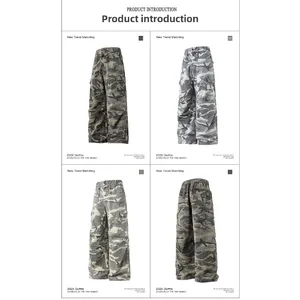 Pure Cotton Running Long Pants Fishing Long Pants Men Wide-leg Camouflage Long Pants Simple Casual Mountaineering Straight Pants
