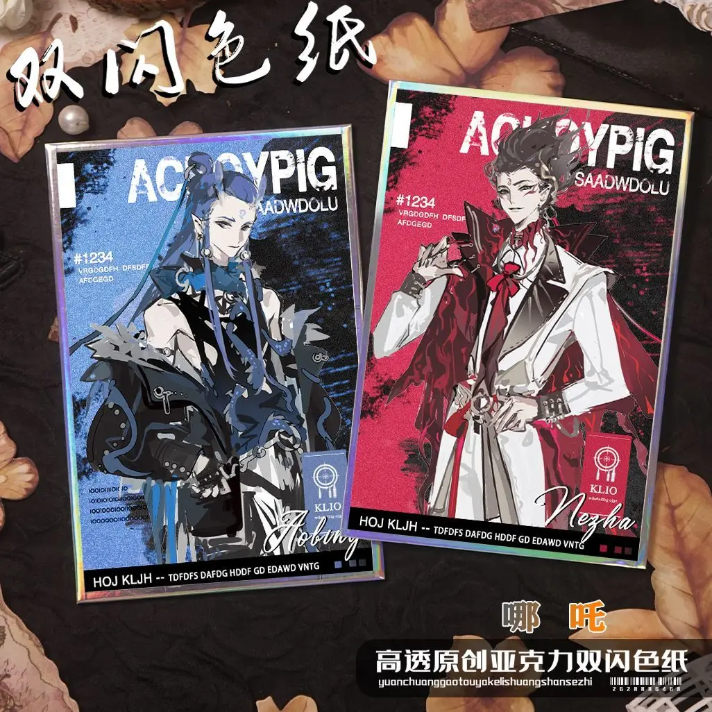 2025 جديد أنيمي Ne Zha 2 Nezha Aobing تأثيري الكرتون الاكريليك ورقة ملونة اللون على ورقة الألوان تزين مكتب الحلي هدية عيد الميلاد