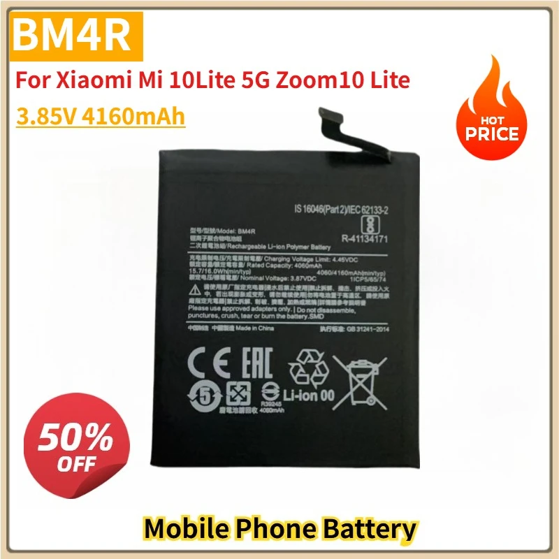 

New Replacement Mobile Phone Battery BM4R 3.85V 4160mAh for Xiaomi Mi 10Lite 5G Zoom10 Lite