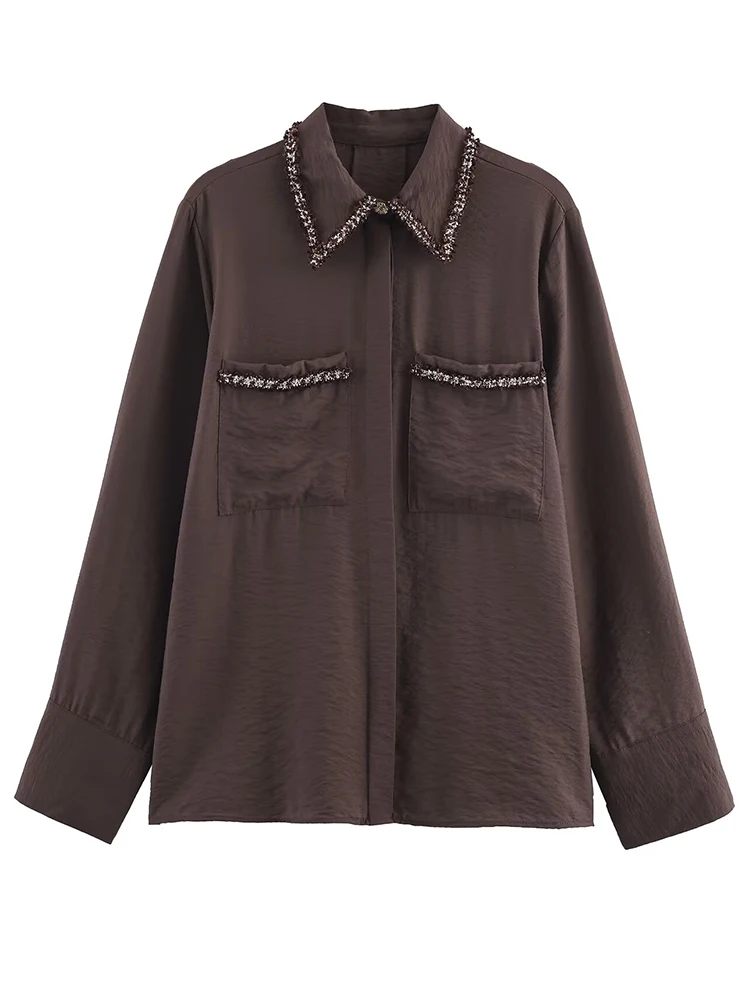 

Women Shirt 2025 Women Autumn New Fashion Long Sleeves Button Solid Color Shirt Women Elegant Leisure Shirt