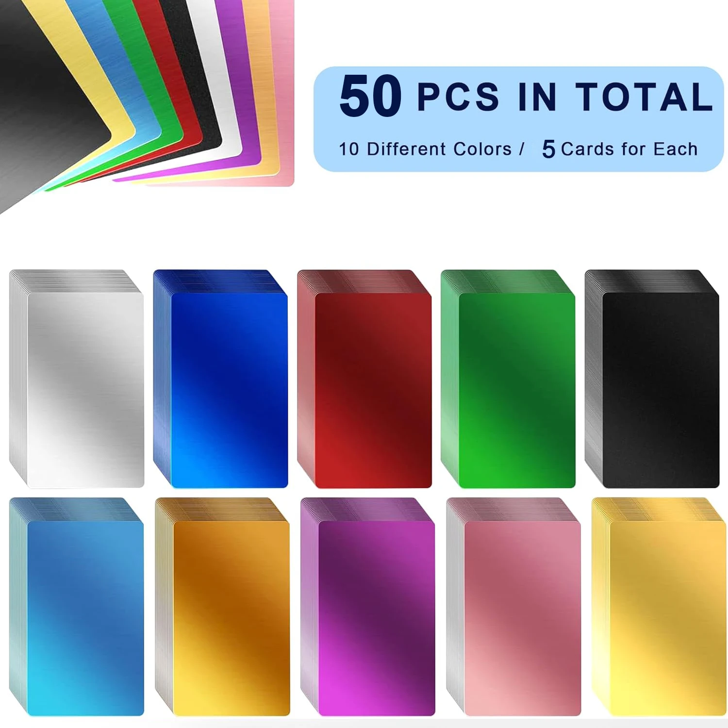 

50 шт. металлические визитные карточки цветные алюминиевые визитные карточки для лазерной гравировки и рукоделия многофункциональные металлические визитные карточки DIY карты
