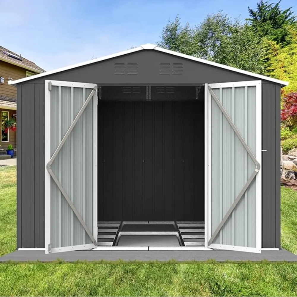 

8x6 FT Outdoor Storage Shed, Tool Garden Metal Sheds with Lockable Door,Outside Waterproof Galvanized Steel Storage House Sheds