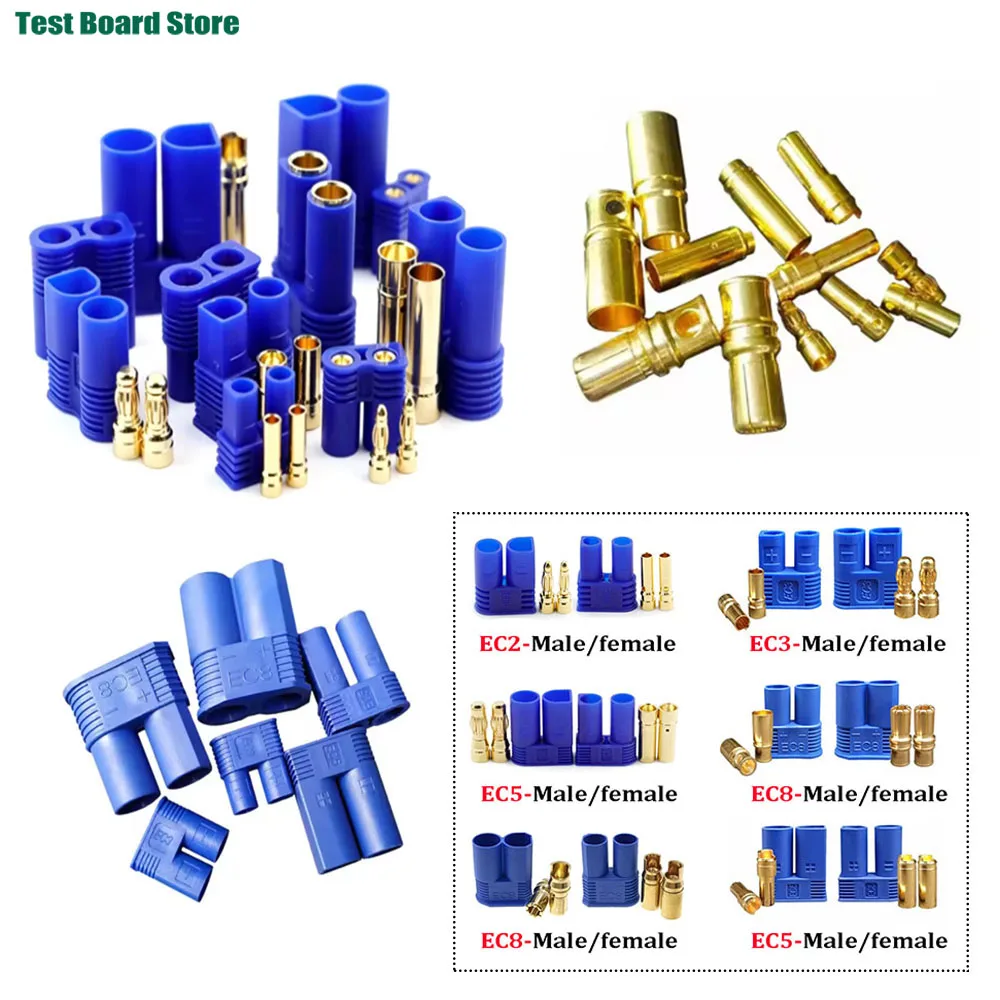 2/5/10 Pairs EC2/3 EC5 EC8 connector kit male and female Bullet Gold Plated Banana Plug Be used for RC Model Airplane Connector