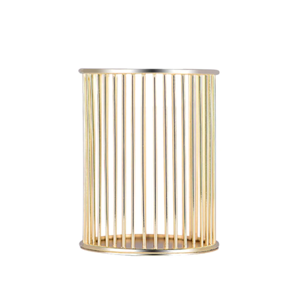 

Premium Iron Craft Pencil Container Gold Finish Desk Tidy Holder for Office Home Salon Use Multi Purpose Stationery Organizer