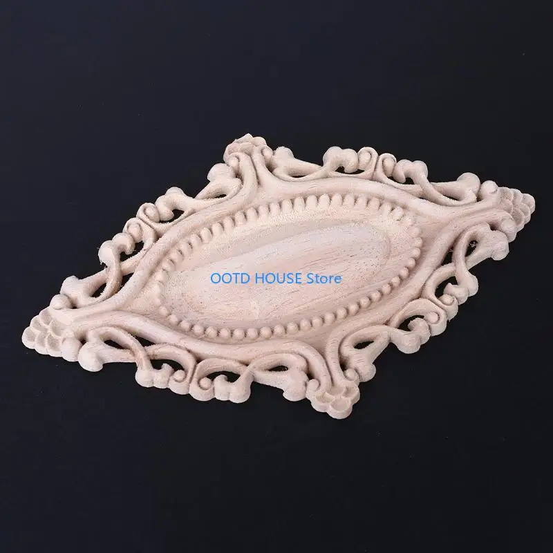 103a 4pcs الخشب المنحوت على عكس النقل البيضاوي زهرة الأثاث الأثاث الأثاث ديكور. #1