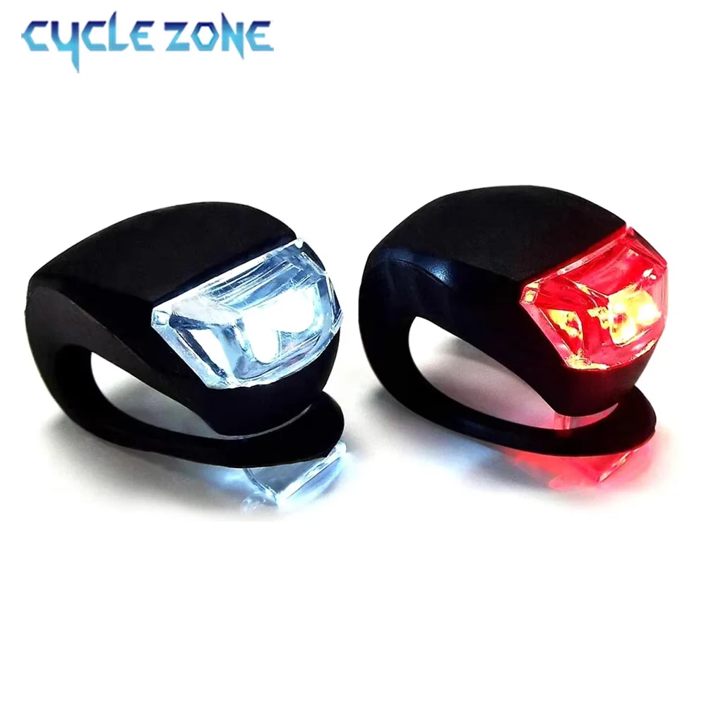 2 PCS Silicone Bicycle Front Rear Light Set Night Riding Safety Warning Taillight Easy to Install Flashlight Headlight Tail Lamp