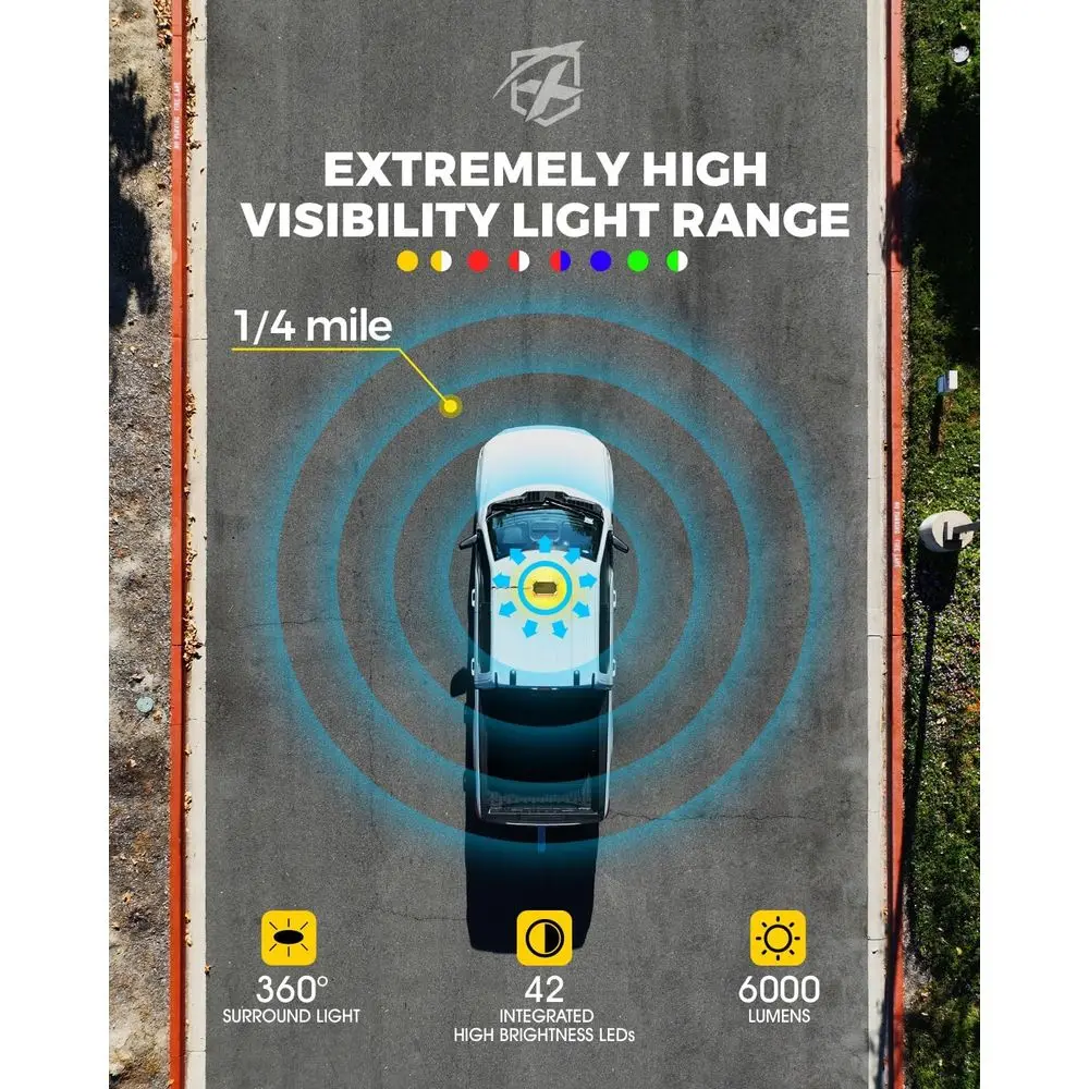 شريط إضاءة ستروب منارة LED على السطح باللون الكهرماني/الأبيض مع وحدة تحكم لمركبات الطوارئ والبناء والشاحنات والسحب والسيارات البريدية