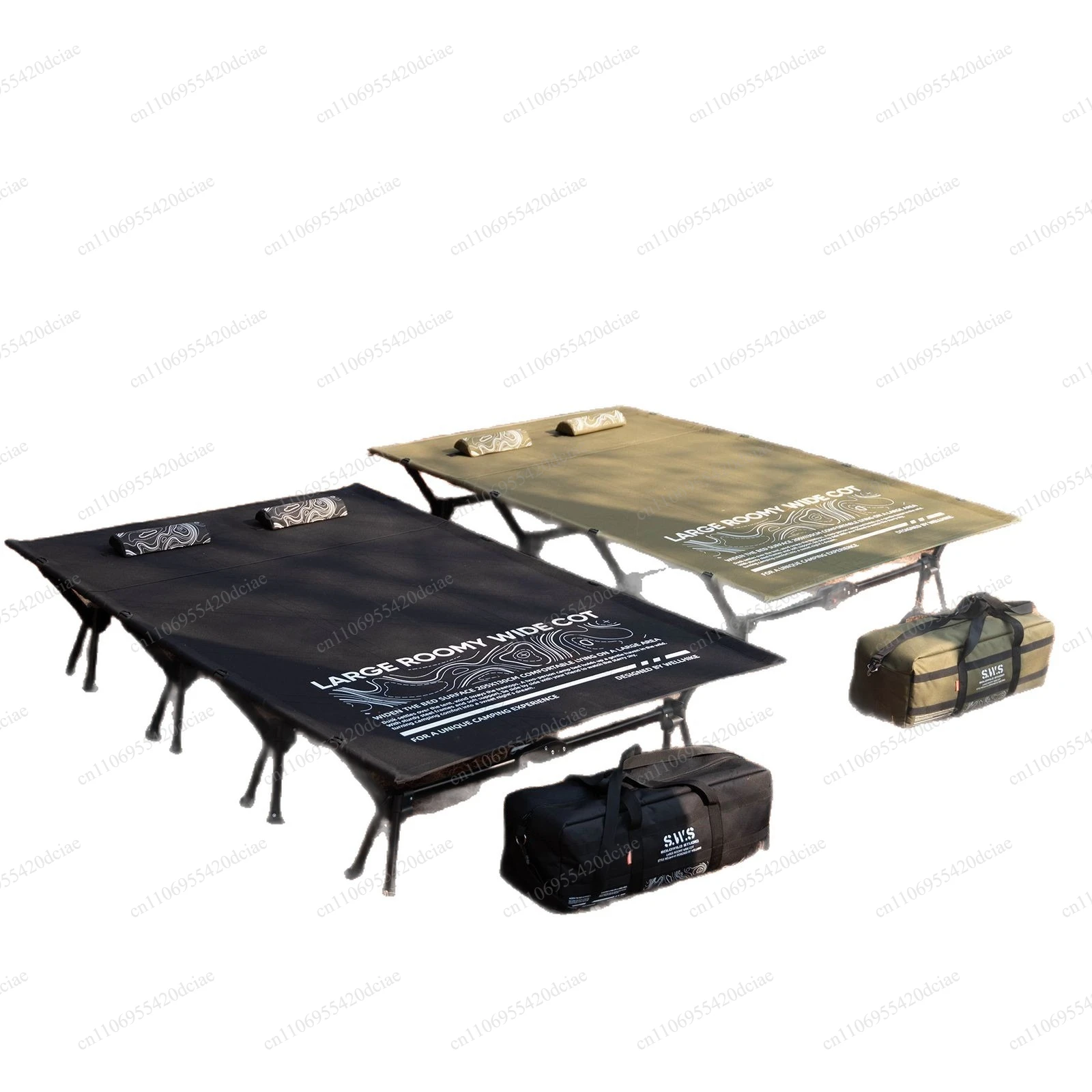 

Camping bed High and low foldable double camp bed Portable camping lunch break Wide bed