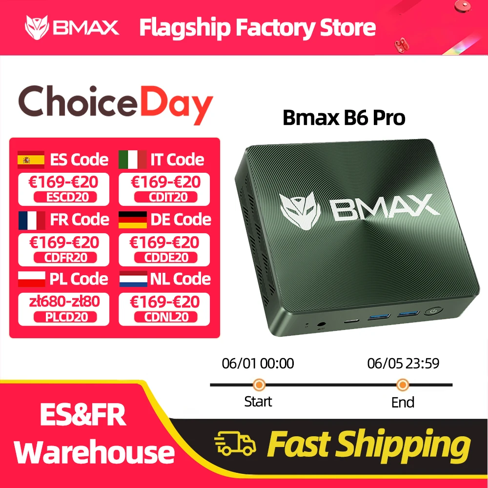 Bmax B6Pro Mini Intel PC ®     Kern ™     I5 16 GB 512 GB SSD Windows 11 2,4 GHz/5 GHz