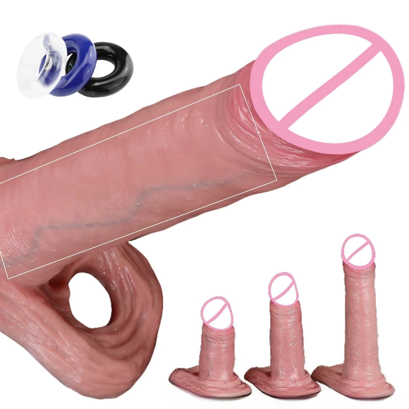 Penis Sleeve Food Grade Silicone Penis Extender Delay Ejaculation Adult Sex Toy Dildo Reusable Condom Cock Dick Ring Penetration