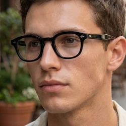 High Quality Acetate Vintage Eyeglasses Frame for Men Johnny Depp Lemtosh Style Eyewear Retro Leopard Myopia Spectacles