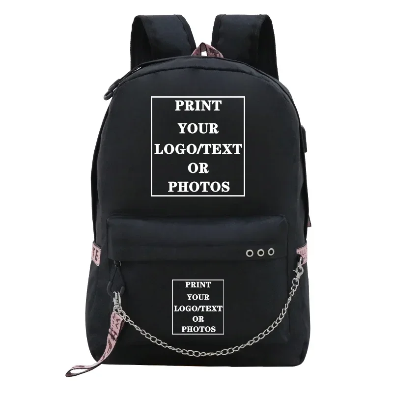 Customize Your Logo Name Image School Backpack for Teenager Girls Fashion Custom Backpacks Travel Back Pack Sac A Dos