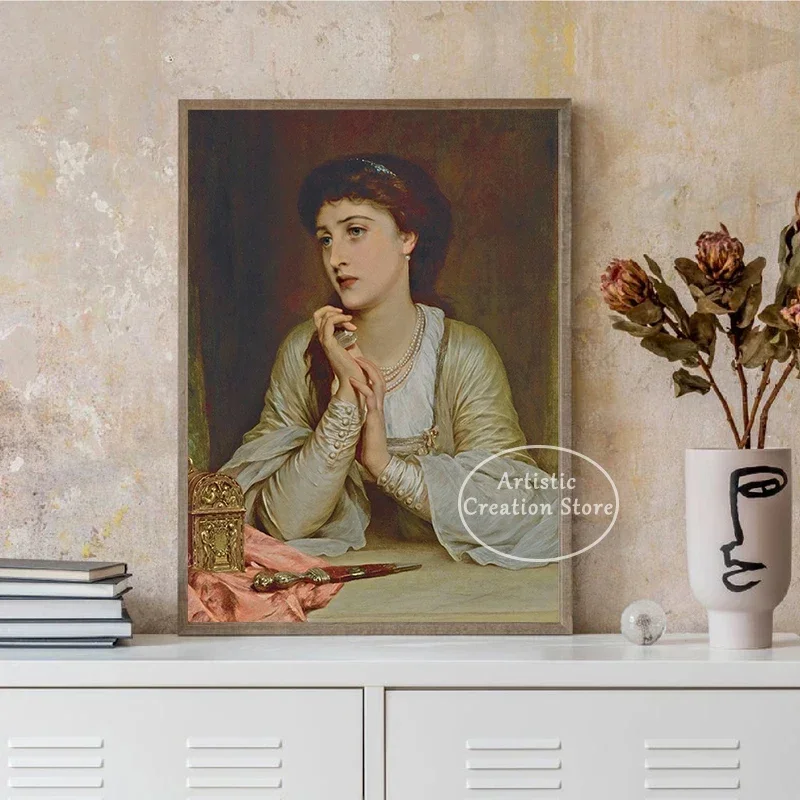 Distant Thoughts By Thomas Francis Dicksee British Painter Famous Woman Prints Canvas Painting Wall Art Living Room Home Decor