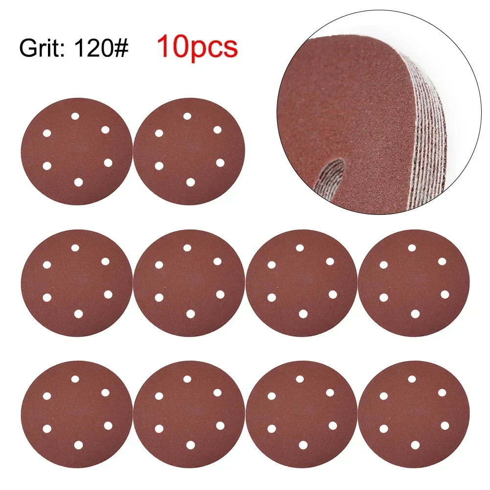 10pcs Sandpaper 225mm 6 Hole Sanding Disc 40-2000grit For Wall Wood Polishing Grinding Electric Polisher Tools Accessories