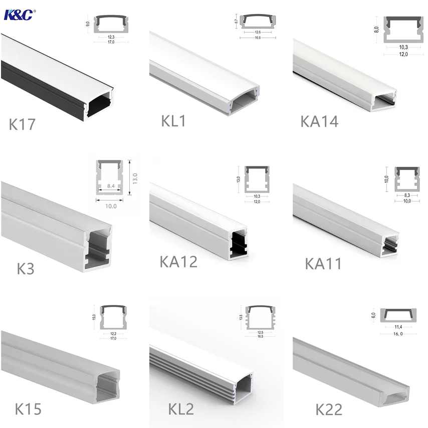 Cubierta difusa de canal de carcasa de extrusión, aleación de aluminio 6063, accesorios para tira de iluminación de pared de armario, perfiles Led de aluminio