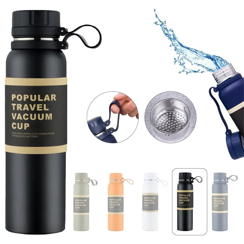 1000 Ml Stainless Steel Compact Thermal Bottle With Lid Handle Camping Sports Water Bottle