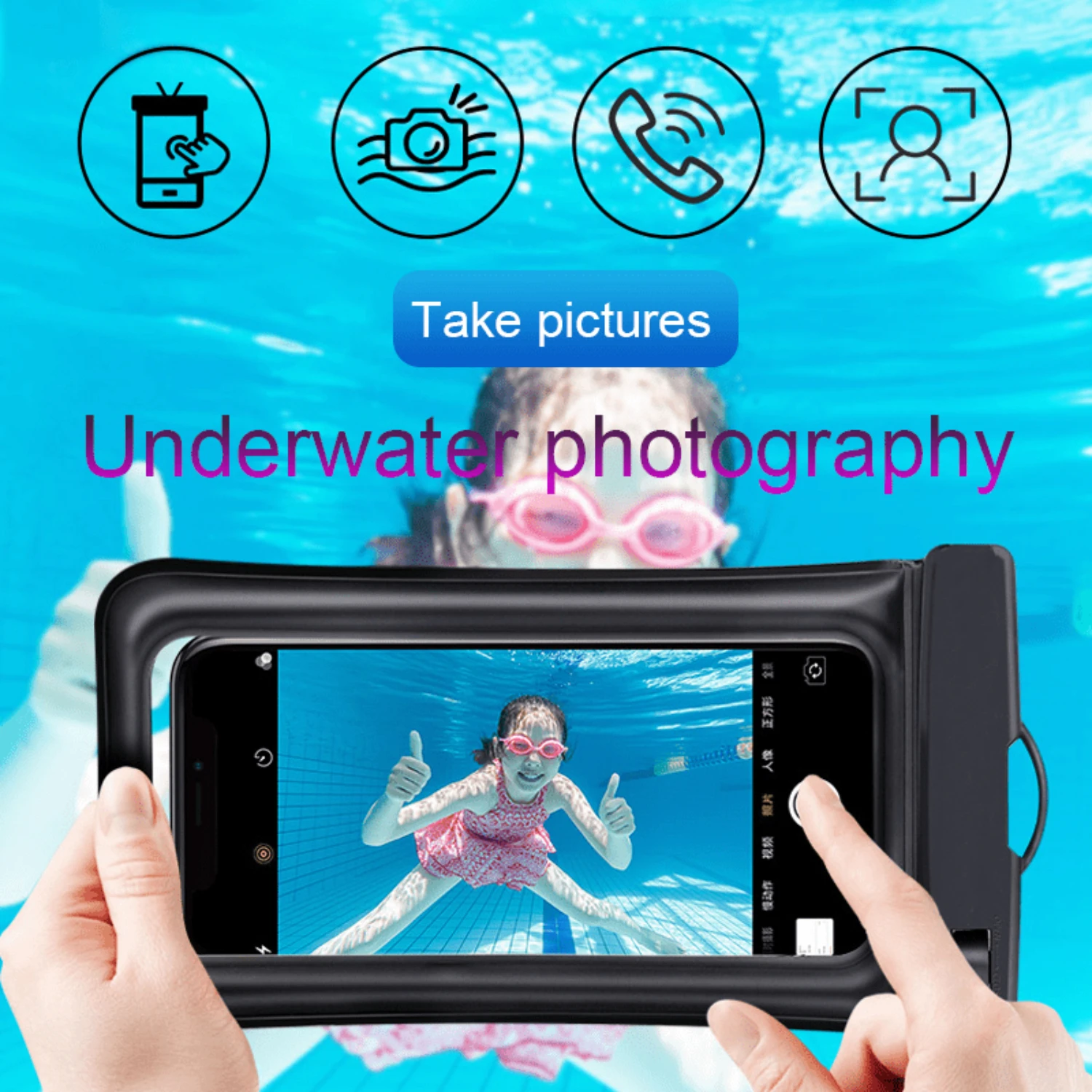 Floating Inflatable  Waterproof Mobile Phone Bag High Sensitivity  Screen Waterproof Mobile Phone Case Large Mobile Phone Bag