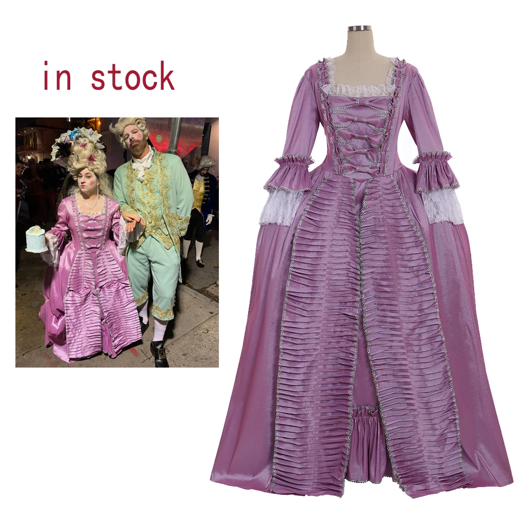 

（in stock）Marie Antoinette Gown Dress Rococo 18th Century Purple Colonial Court Dress Gown Sack-Back Gown Robe a la francaise