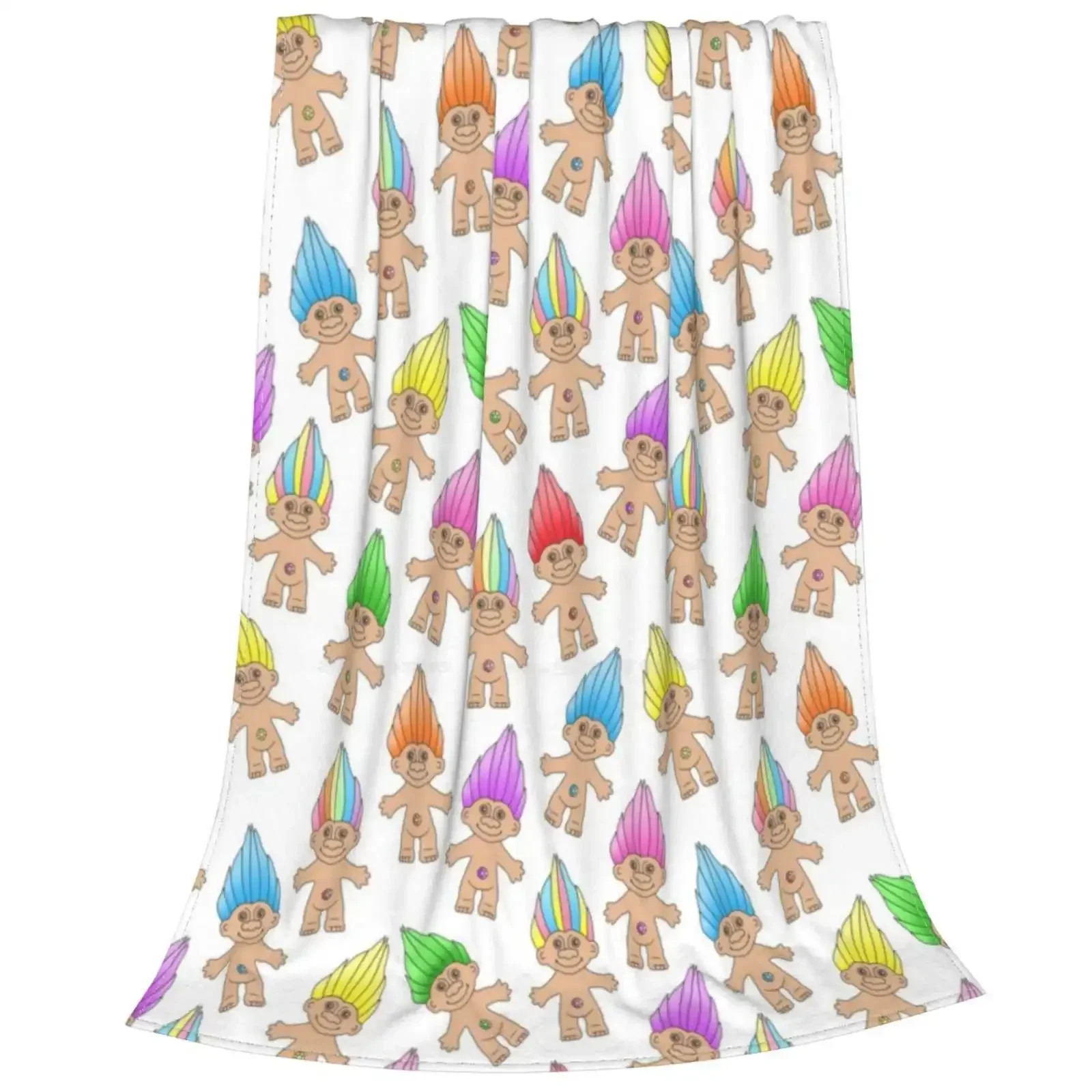 Troll Magic Fashion Soft Warm Throw Blanket Troll Doll Treasure Troll Sparkle Gem Nineties Eighties Childhood Nostalgia Retro