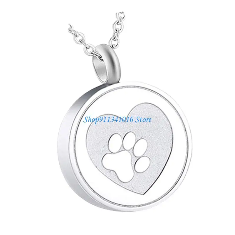 Stainless Steel Pet Paws Print Memorial Necklace Lockets With Cremation Ashes Furs Container For Pet Loss Remembrances