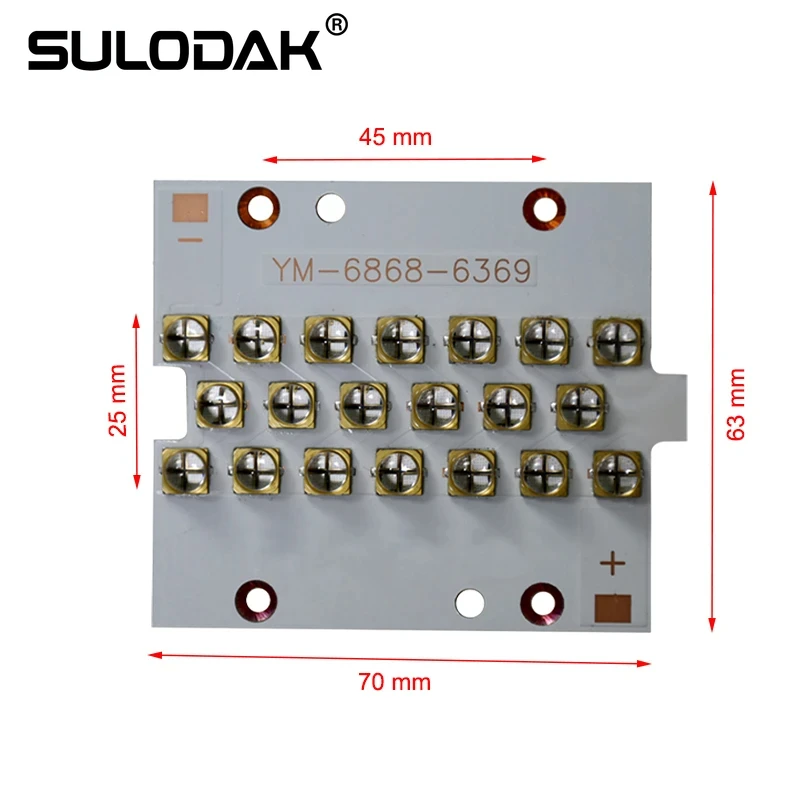 UV LED Seamless Módulo de Emenda para Impressora Plana, UV Cura Cola, Resina Fotossensível, Cura Lâmpada UV, 69x63mm