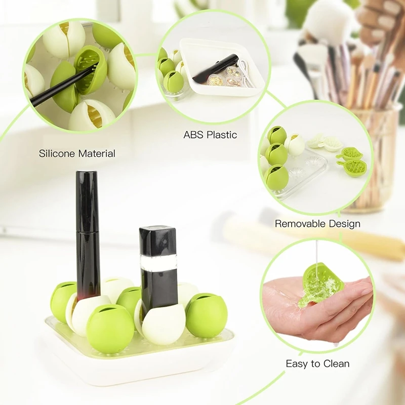 Almacenamiento de maquillaje para pintalabios, estuche de brillo de labios, 9 ranuras, soporte de lápiz labial creativo verde, 1 pieza