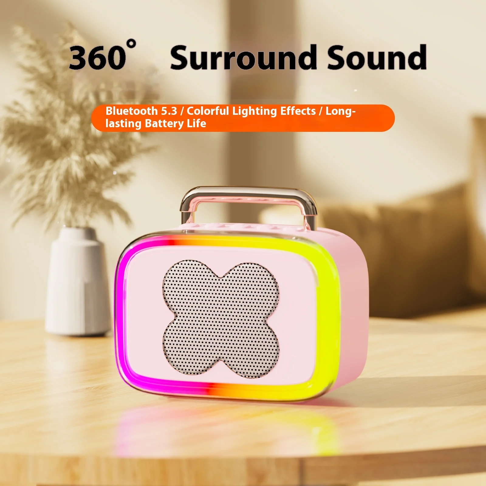 Portable Karaoke Bluetooth Speaker Machine Desktop Subwoofer High Volume Wireless Home Family Singing Children's Gifts