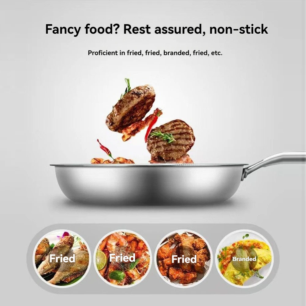 

Набор сковородок из нержавеющей стали - 9,45 дюйма/10,24 дюйма/11,02 дюйма разных размеров, совместимый с индукционными плитами