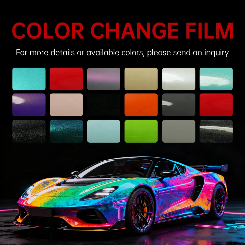 Glossy Color Change Vinyl Wrap Self-Adhesive Car Wrap Film for Full Vehicle Easy Install & Removable