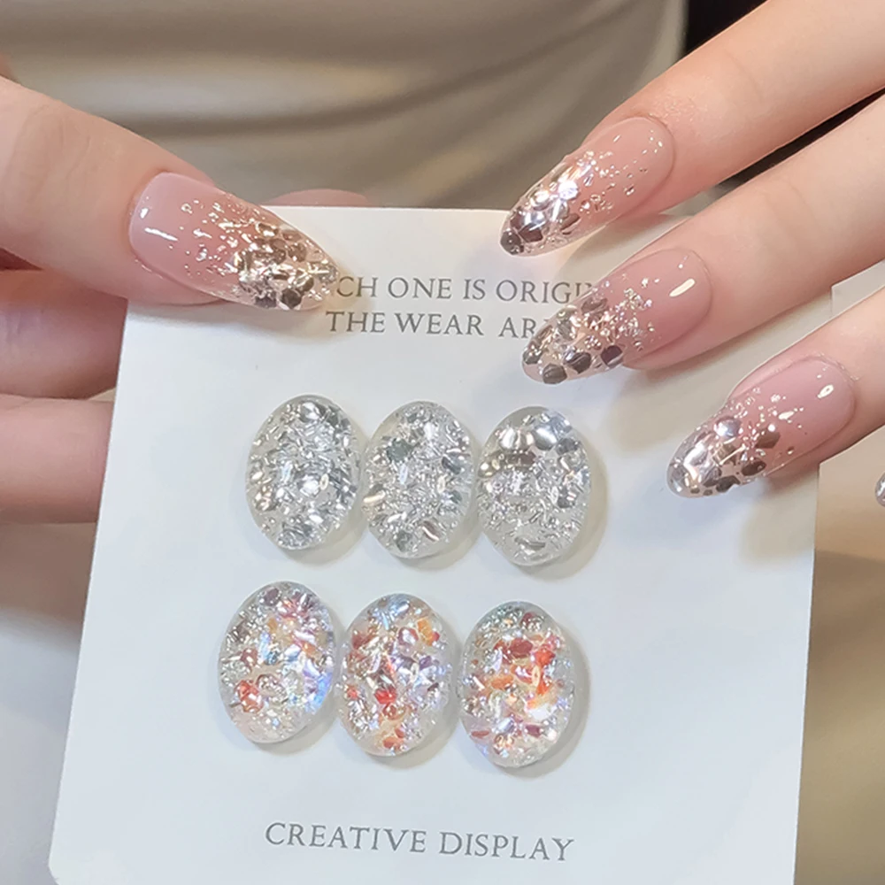 5g Shiny Diamond Nail Glitter Sequins Silver Holographic Micro Drill Chunky Nail Flakes Aurora Dazzling Crystal Manicure Sequins