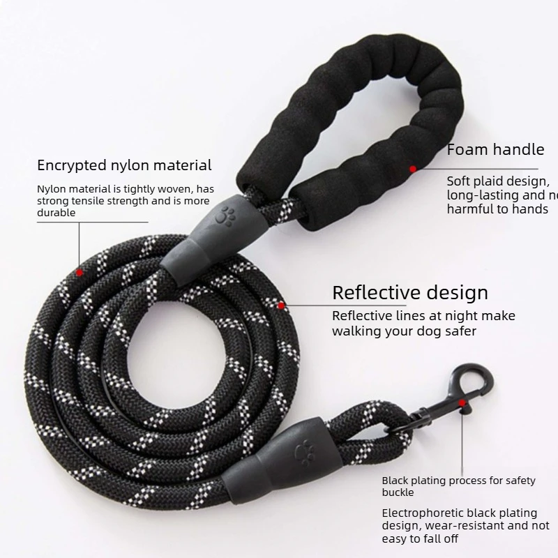 Strong Dog Leash Reflective Leash For Large And Small Dogs, Dog Walking Rope, Explosion-Proof, Wear-Resistant Nylon Dog Leash