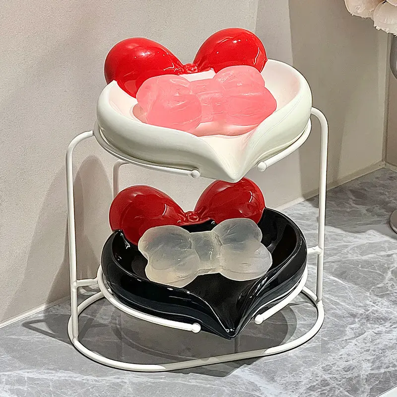 Light luxury ceramic soap box drain rack, no punching, contrasting color soap box, no water accumulation, high-value  with gifts