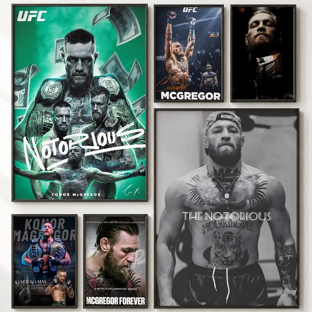 Eco-conscious Entertainment C-Conor McGregorS Poster Vintage Retro Anime Poster Stickers Peel and Stick Wall Art Home Decor
